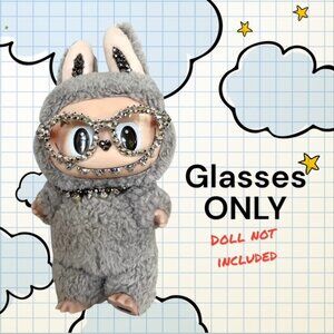 Labubu Bedazzled Rhinestone Embellished Sunglasses - Silver